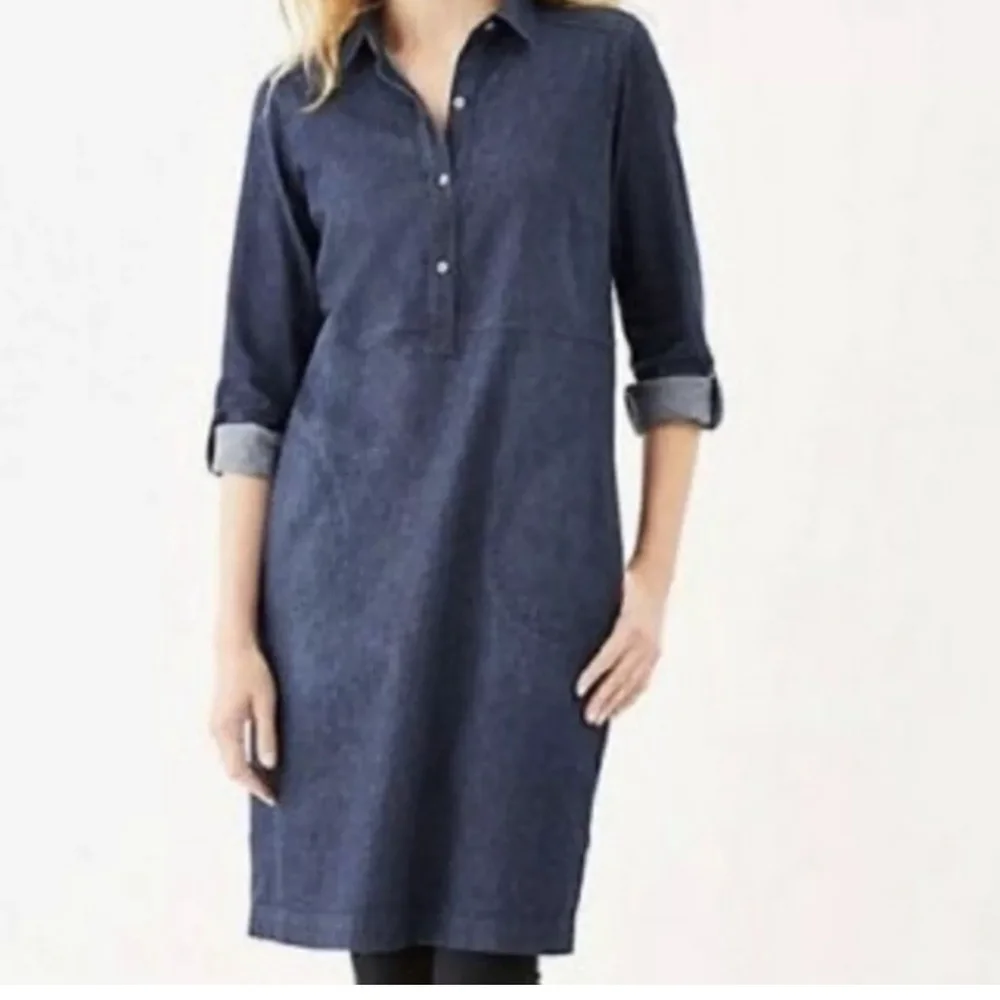 J. Jill Button Denim Shirt Dress Blue Sz Large